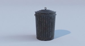 3D Old Metalic Trashcan model