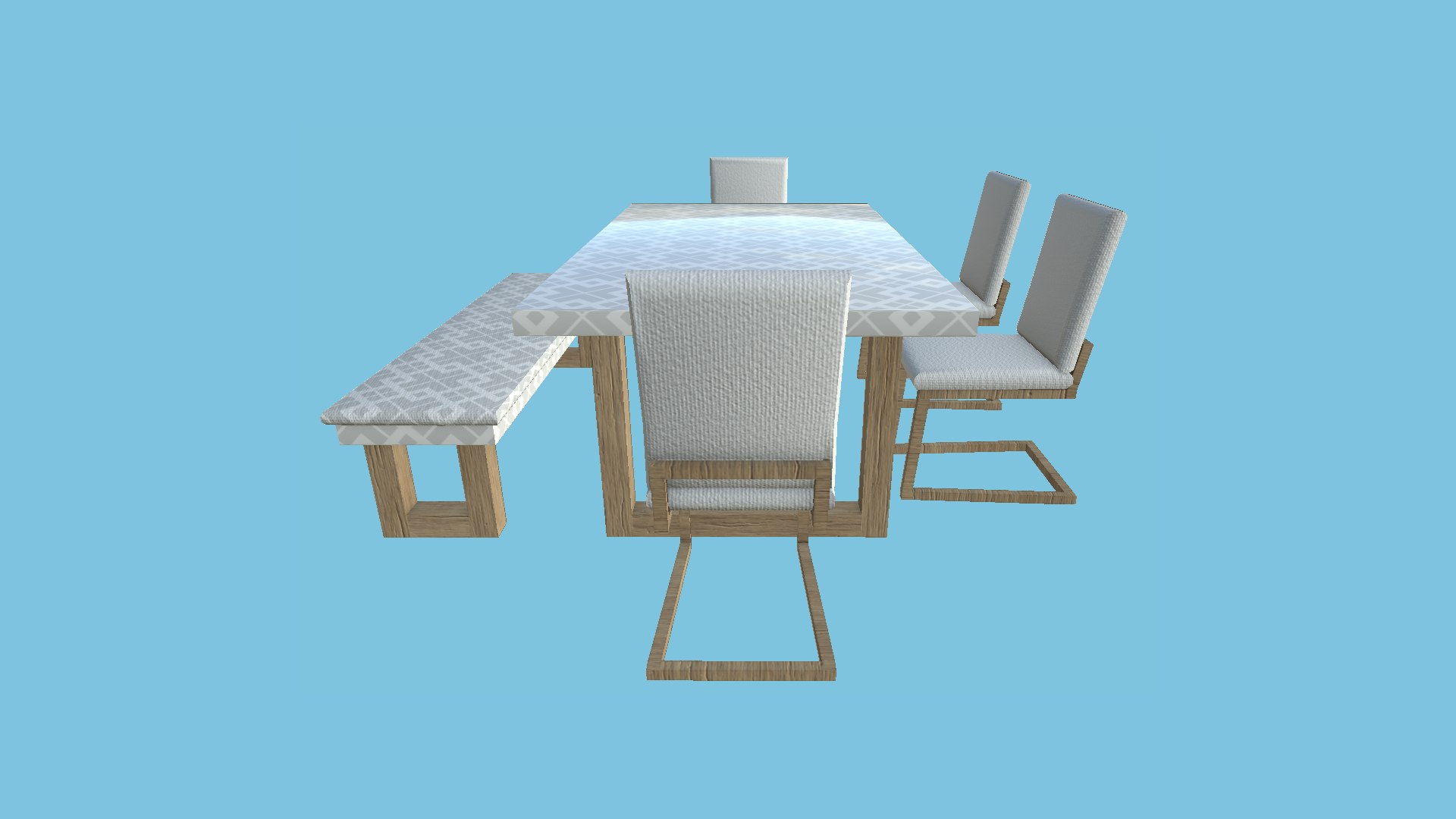 Dinning Table 49 White Wood Furniture Interior Design 3D