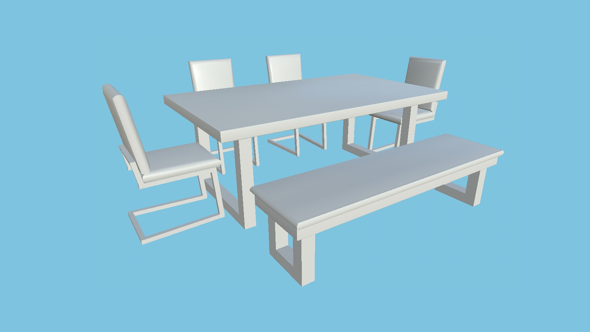 Dinning Table 49 White Wood Furniture Interior Design 3D