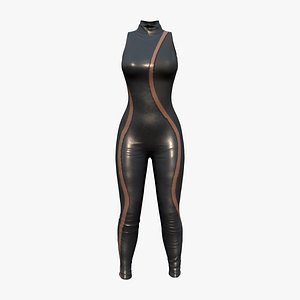 3D Black Leather Bodysuit model