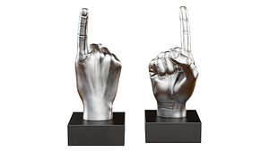 Figurine hand gesture with raised index finger up