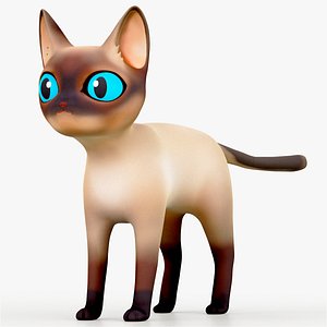 3D Cartoon Siamese Cat model