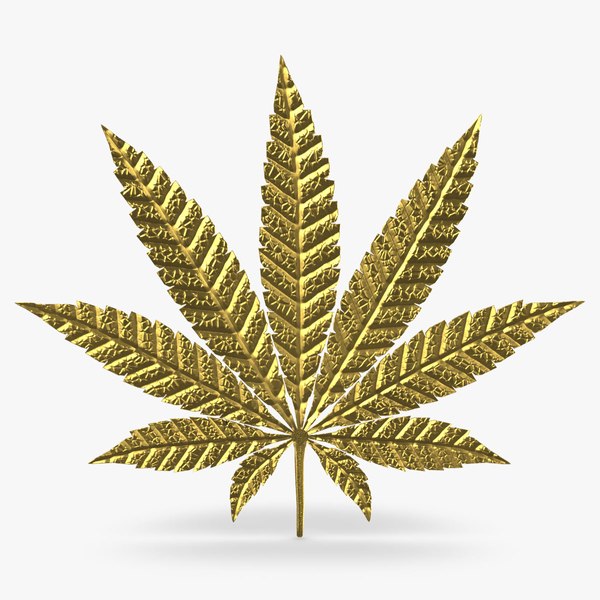 3D Gold Cannabis Leaf