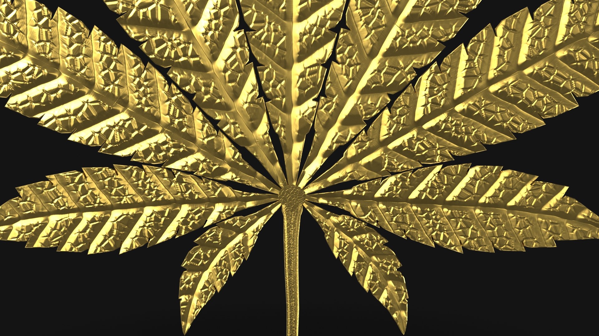 3D Gold Cannabis Leaf - TurboSquid 2047655