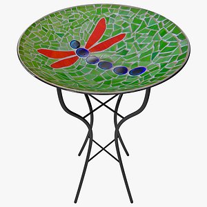 mosaic birdbath table 3d model
