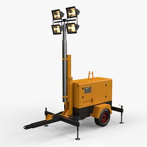 3D PBR Mobile Light Tower Generator A - Yellow Dark