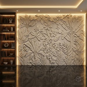 3D model Modern Floral Relief Panel Wall Decor Set STL Mural CNC 325