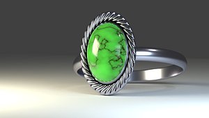 green agate ring 3d blend