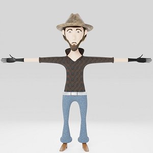 Cowboy Cartoon Character 3D model