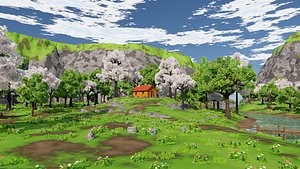 River Mountain Scene 3D model