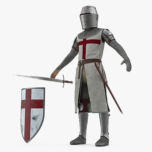 3D knight templar t-pose set