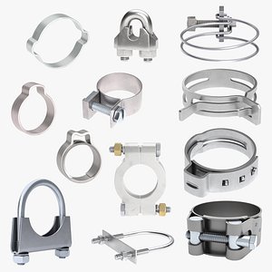 3D 12 clamps for various applications: plumbing, automotive, pipes, hoses, cables, and more.