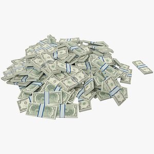 3D pile dollars bills model