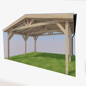 3D wood carport wiata samochodowa 6x5m