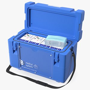 Open Transport Box With Covid Tests and Masks model