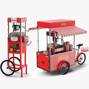 Two Detailed Popcorn Carts 3D model