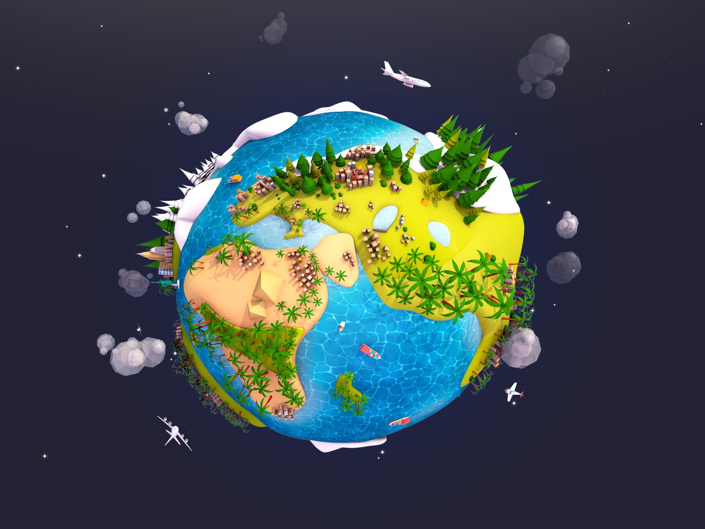 3D Model Cartoon Earth Planet - TurboSquid 1293943