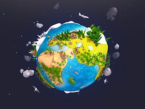 3D model cartoon earth planet