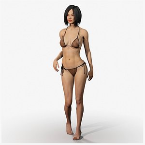 Rigged Asian Style Woman Wearing Bikini