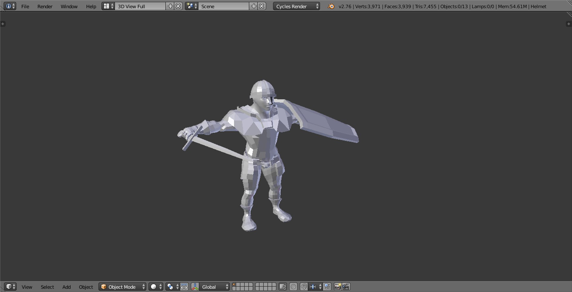 3d Model Of Rigged Swordsman