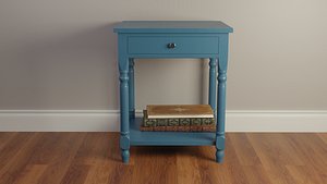 Fine Blue Wood Nightstand