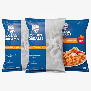 Frozen Shrimps Package Bags 3D model