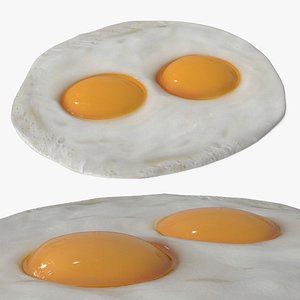 Sunny Side Up Twin Yolk Egg 3D model