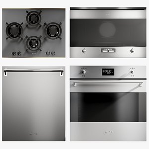 3D realistic kitchen appliances microwave