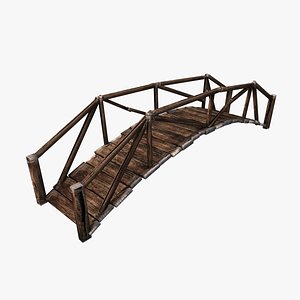 3d model of wooden plank bridge