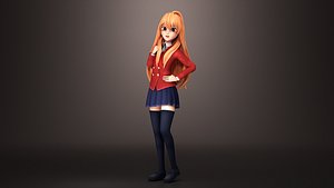 Stylized Anime School Girl Rigged Game Ready Waifu Student 3D model