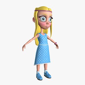 viktoria little cartoon girl 3d model
