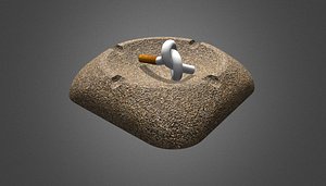 Ashtray with cigarette 3D model