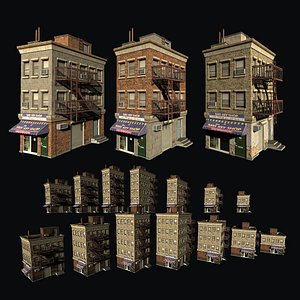 Customizable city building Low-poly 3D model 3D model