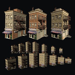 Customizable city building Low-poly 3D model Type1