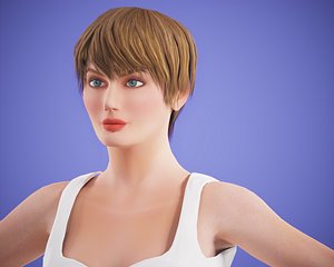 game cartoon rigged girl 3D model