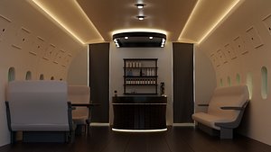 Business class aircraft interior 3D model