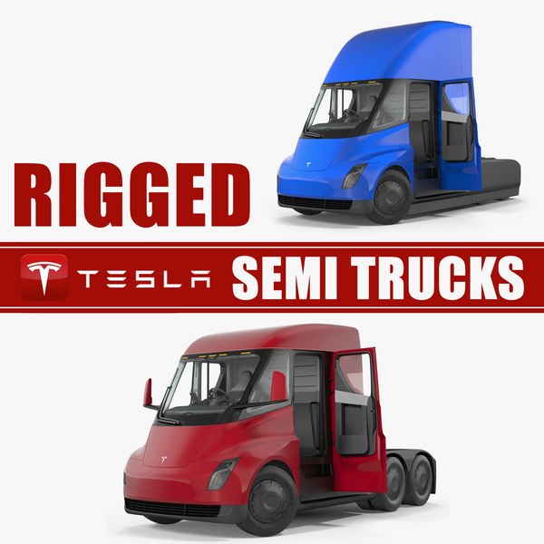 tesla semi trucks rigged 3D model