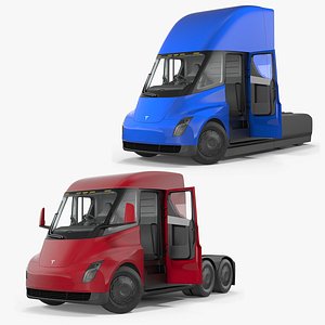 tesla semi trucks rigged 3D model