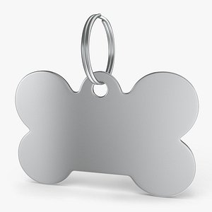 3D Dog Collar Tag Chrome