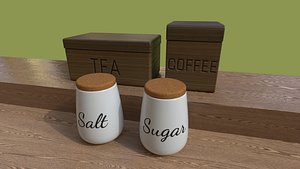 3D model kitchen containers coffee tea