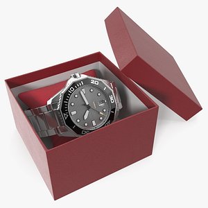 Dive Watch in Red Gift Box Silver Black