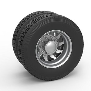 Diecast Rear custom wheel of semi truck Version 17 Scale 1 to 25 3D
