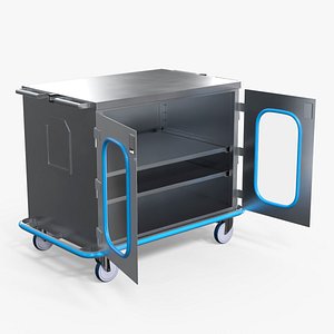 3D Surgical Case Cart Medical Storage Silver Blue