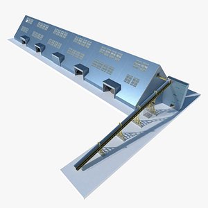 Mining Ore Tower Conveyor Warehouse 3D model