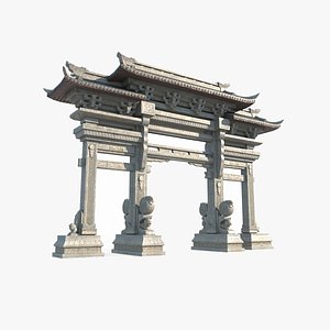 3D Ancient Asian Architecture memorial archway