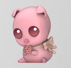 3D chibi cute pig model