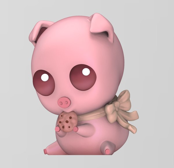 3D chibi cute pig model