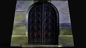 entrance tomb rusty iron doors PBR photogrammetry 3D model