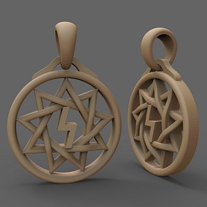 3D jewellery silver pendant star