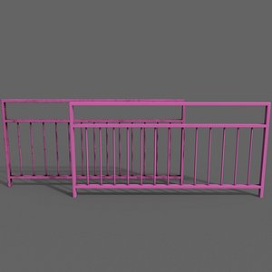 3D PBR Pedestrian Guard Rail Pink V3 model